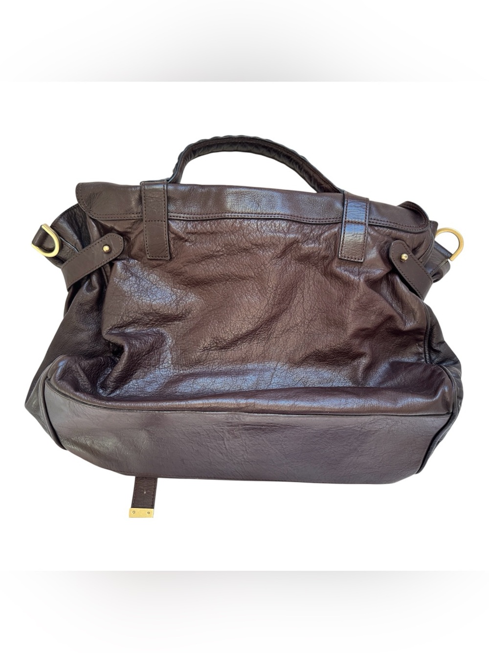 Mulberry Oversized Alexa Chocolate Brown Leather Satchel Bag - Picture 4 of 11